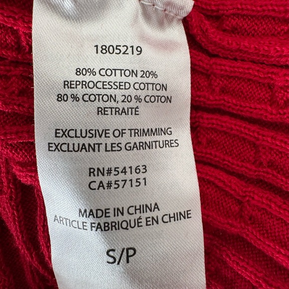 Tommy Hilfiger Women's Red Crew Neck Cable Knit Sweater, Size Small - Picture 10 of 11